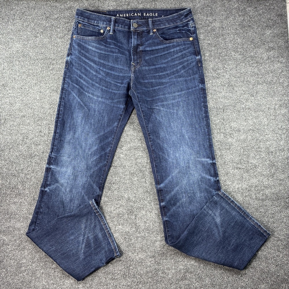 American Eagle Jeans Mens 34x36 Dark Wash Blue Denim Original Bootcut Stretch